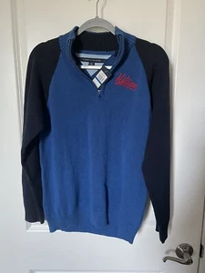 NWT Tommy Hilfiger Blue Zip Knit Pullover Sweater Sweatshirt Boy/Youth Sz XL 20 - Picture 1 of 12