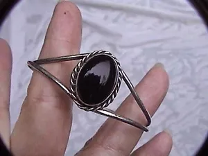 beautiful sterling silver .925 Taxco black stone bracelet signed mls - Picture 1 of 6