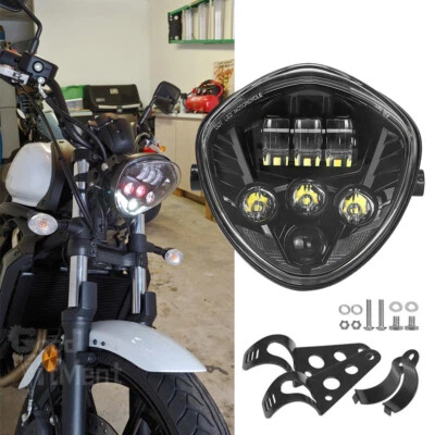 Motorcycle LED Headlight Hi/Lo Beam + Bracket Clamp For Suzuki GSXR 600 750 1100 - Image 1 of 4