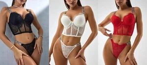 Victoria's Secret Shine Strap - CORSET + BRIEF SET - Classic LACE lingerie - Picture 1 of 14
