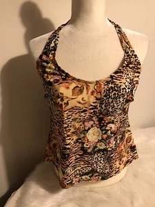 Christina Tankini Top Womens 16W 36 Thin Pad No Underwire Animal Print - Picture 1 of 7