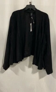 NWT Lane Bryant Womens Black Suede Long Sleeve Open Front Jacket Size 22/24 - Picture 1 of 6