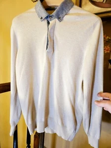 Brunello Cucinelli Cashmere Longsleeve Polo Shirt Cream/Light Beige/Sand $2,990 - Picture 1 of 6