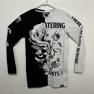 Camisa de manga larga Killstar para mujer talla XS gótica rosa muerta dividida negra/blanca - Imagen 1 de 14