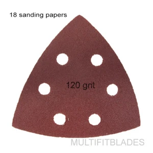 Hojas de lijado oscilantes de gancho de arena y bucle triangular grande tamaño 120: paquete de 18 - Imagen 1 de 1
