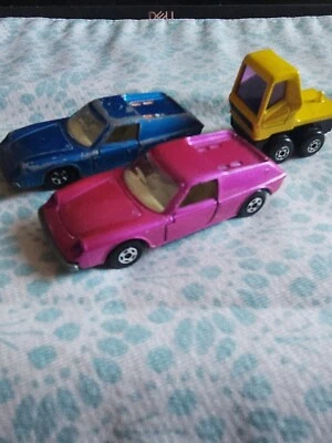 * 1960s MATCHBOX SUPERFAST #5 - Lot of 3 - vintage Lotus Europa - pink & Blue ++ - Image 1 of 4