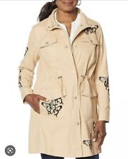 Colleen Lopez Butterfly Anorak Jacket Coat W/Pockets Long Sleeves Sand Brown XS