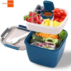 Contenedor de alimentos aislado cuenco 2 portátil de plástico fácil limpieza multicolor rectángulo - Imagen 1 de 30