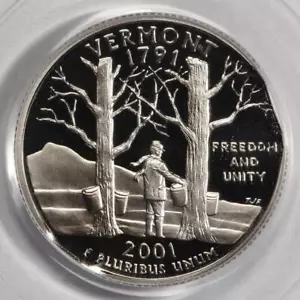 2001 S PCGS PR68 DCAM 5% Double Clip Planchet Vermont Proof Quarter Mint Error - Picture 1 of 4
