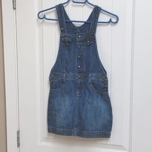 Genevieve Lapierre girls jeans dress overall with buttons, pockets, size 8 - Picture 1 of 6