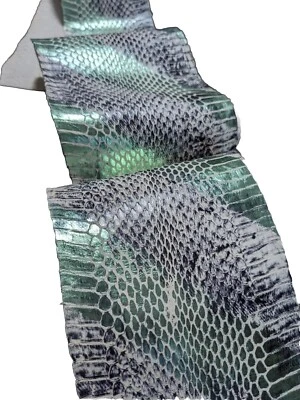Metallic Genuine Snake Skin Back-cut Hide Leather Snakeskin Gay Green - Image 1 of 3