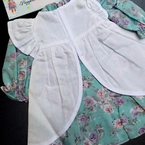 Vintage Doll Dress, light green with floral pattern, 18.8" - 19.6", Germany - Picture 1 of 10