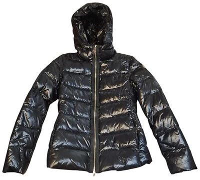 Moncler Womens Bady Short Puffer Jacket Shiney Black Full Zipped Size Small - Image 1 of 4