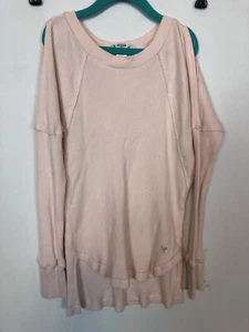 Guess Pastel Pink Thermal Tee Shirt Girls Size L 14 Years Old Cotton Casual Tops - Picture 1 of 8