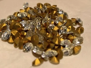 KS & Co Vintage Swarovski Klar Kristall Oval 1960er 5x7 mm Goldfolie Neu aus altem Lagerbestand - Bild 1 von 6
