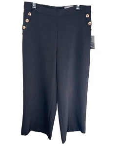 Jules & Leopold Damen Pull-On Wide Leg Crop Hose Schwarz Stylisch Freizeit Large - Bild 1 von 15