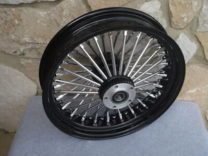 16" KCINT BLACK FAT SPOKE S/D FRONT WHEEL HARLEY HERITAGE FAT BOY DELUXE 00-06 - Picture 1 of 4