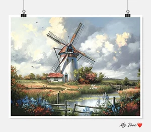 Dutch Windmill 1 - DIY Chart Counted Cross Stitch Patterns Needlework DMC Color - Picture 1 of 2