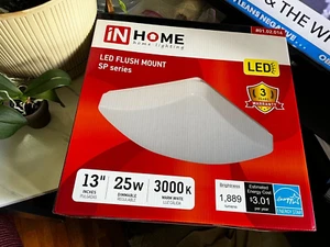 IN HOME LIGHTING - 13" Square LED Flush Mount Ceiling Fixture  - NIB - Picture 1 of 7