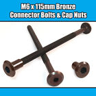 M6 x 115mm Bronze Furniture Connector Bolts With Cap Nuts Joint Fixing Bed Cot