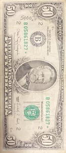 1990 B series 50 dollar bill Star Note - Picture 1 of 2