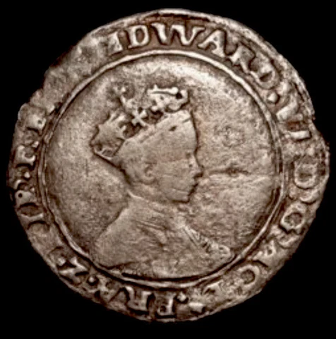 1549 Edward VI Base Silver Shilling, England's 1st dated coin, mm Arrow, S 2466 Cover
