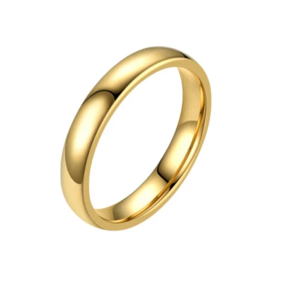 4MM Silver Gold Plated Stainless Steel Men Women Wedding Ring Band Size 7-11 - Image 1 of 4