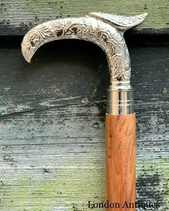 Vintage Designer Brass Design Eagle Handle Victorian Wooden Walking Stick Cane - Picture 1 of 6