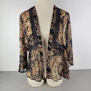 Weiche Umrandung Damen transparent schwarz Paisley Spitze vorne offen Topper Größe Large - Bild 1 von 12