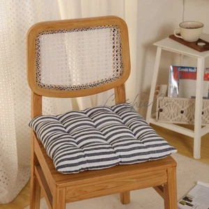 Cojín de banco de lino a rayas con lazos - Elegante comodidad para tu hogar Cojín de silla - Imagen 1 de 6