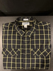 Duluth Trading Company Snap Closure Flannel Blk/Blu/Yllw Plaid Men's Shirt 2X - Picture 1 of 8