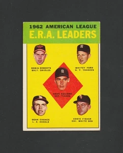 1963 Topps ERA Leaders #6 ~~ Whitey Ford & Robin Roberts ~~ Nice Card - Picture 1 of 2