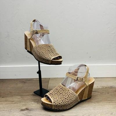 Spring Step Tan Suede Perforated Wedge Sandal Women’s Size 9.5 - Image 1 of 4