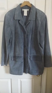 Plus Size Women's Blue Suede/Leather Jacket, Size 1X - Picture 1 of 11