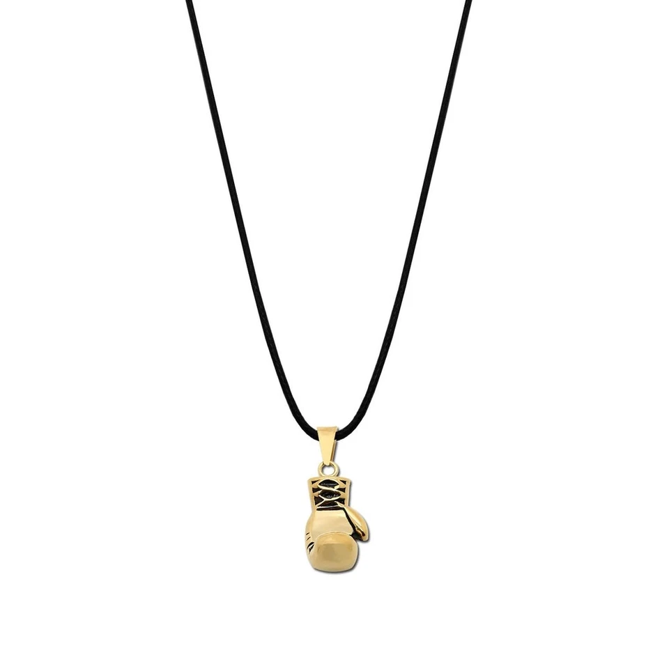 Boxhandschuh Anhänger Edelstahl Boxen Sport Silbern Massiv + 2mm Kette Halskette - Bild 1 von 1