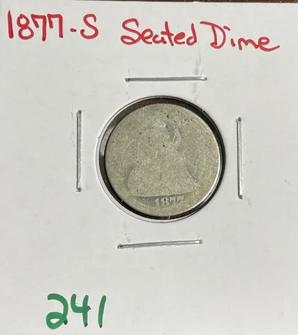 1877-S Seated Liberty Dime Heavily Worn Cover