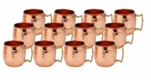 100% Pure Copper Hand Hammered Copper Moscow Mule Mugs Cups Copper Mug 12 Pc - Picture 1 of 5