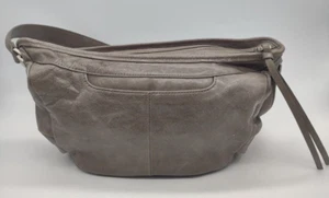 Hobo Small Leather Shoulder Bag Purse Y2K Gray Brown - Picture 1 of 11