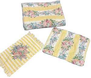 Vtg Croscill PRINCESS Twin Comforter Set 2 Pillow Shams Yellow Floral 3 PC 🔥 - Picture 1 of 10