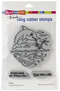 Stampendous Retired Cling Stamp Set "On Porpoise" QS5028 Cardmaking Stamps - Picture 1 of 1