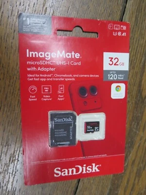 32GB SanDisk ImageMate MicroSDHC UHS-I Card 120 MB/s with Adapter - Image 1 of 4