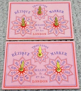 Bezique Pair of Antique 1875 Thomas De La Rue Score Markers Scorers (a) - Picture 1 of 3