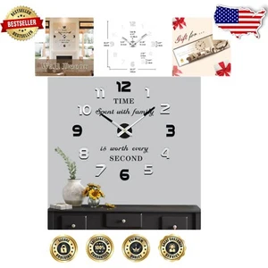 Modern Frameless Wall Clock with 3D Numbers - Silent Design for Elegant Living - Picture 1 of 8
