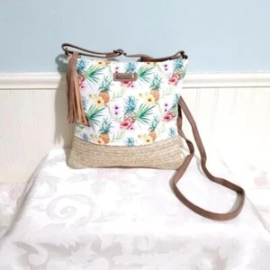 Caribbean Joe Hawaiian Beach Small Crossbody Shoulder Bag Purse Top Zip Tassel - Picture 1 of 12