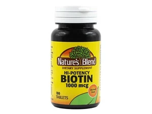 Nature's Blend Hi-Potency Biotin 1000 mcg, 100 Tablets 079854039856VL - Picture 1 of 1