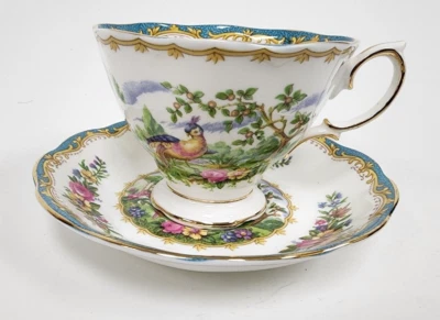 Taza y platillo Royal Albert azul Chelsea Bird azul Inglaterra envío gratuito Foto 1 de 4