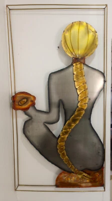 Arte de pared de metal mixto femenino desnudo estilo Don Freeman único raro de colección Foto 1 de 4