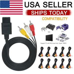 10 X 6FT RAC AV TV Audio Video Cable Cord For Super Nintendo SNES N64 Game Cube - Picture 1 of 16