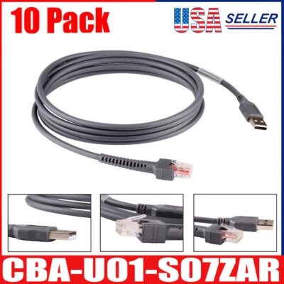 10 Pack CBA-U01-S07ZAR 6FT For Symbol LS2208 USB Cable Barcode Scanner Cord USA