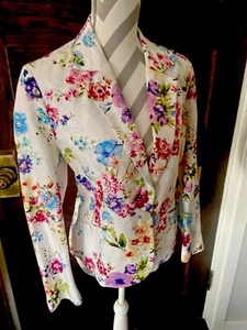 Draper's and Damon's Women's Pink Blues Floral Jacket Petites Size PL 42” Bust - Picture 1 of 15